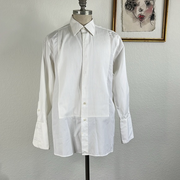 Paul Stuart Pleated Bib Tuxedo French Cuff Evening Dress Shirt - Picture 6 of 10